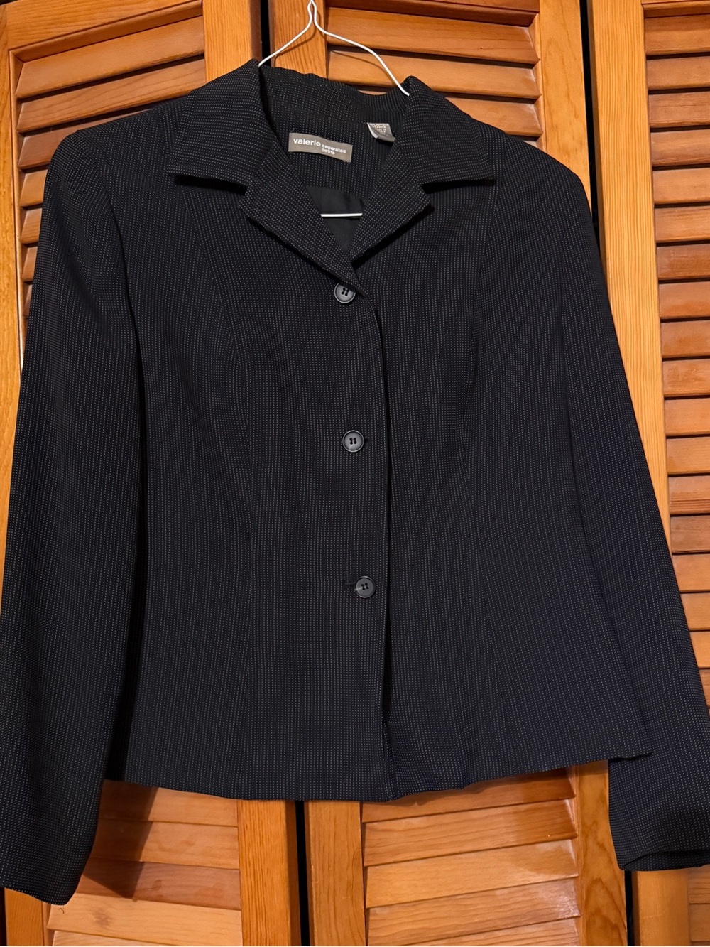 Valerie Stevens Black (w/white stitching) Women's Tailored Button Front Jacket